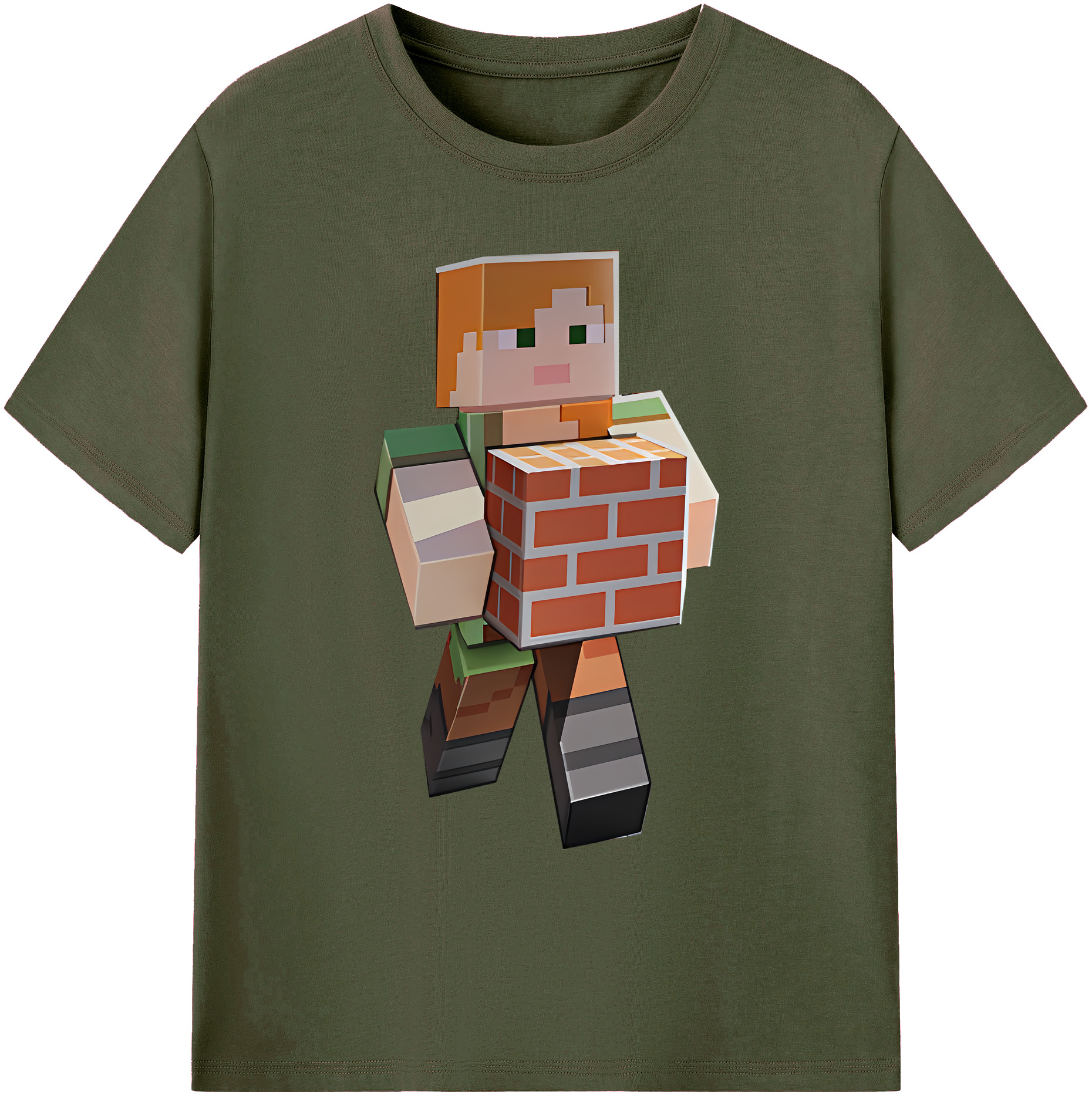 （画像用） マインクラフト ブロックの世界 Minecraft MC Block world 綿100％ メンズ半袖Tシャツ｜肌触りやわらか＆通気性